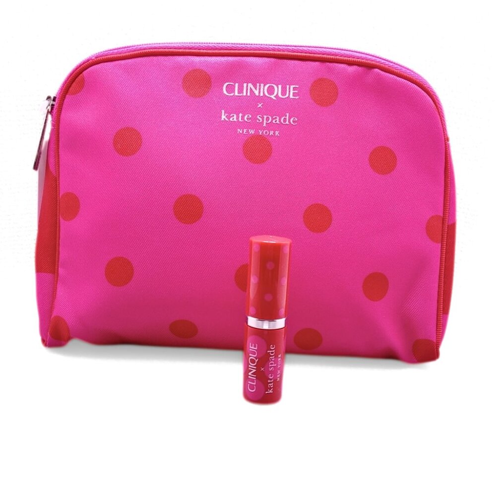 CLINIQUE Kate Spade Polka Dot Makeup Bag and Limited Edition Bare Pop Lip Color